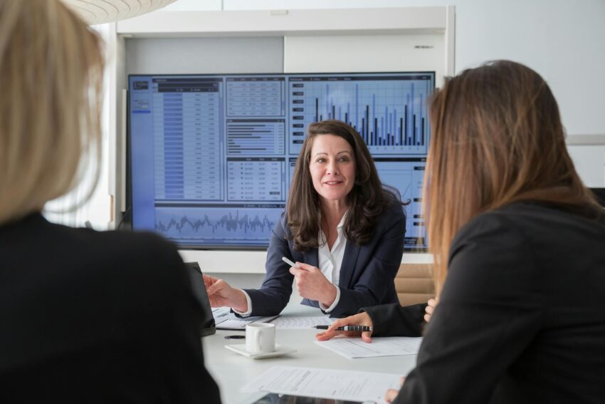 group of businesswomen having a meeting